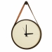 Relógio Decorativo Adnet Marrom Alça Corino Caramelo Mostrador Branco Ponteiro Preto 40cm Redondo
