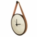 Relógio Decorativo Adnet Marrom Alça Corino Caramelo Mostrador Branco Ponteiro Preto 40cm Redondo